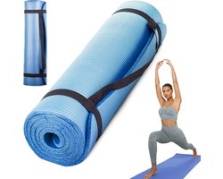 Fitnessmat - Yogamat - Sport Mat - 180 x60 cm - 1 cm dik - Blauw