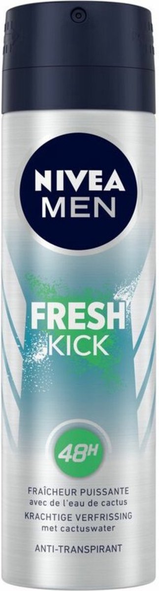 Goedkoopste NIVEA MEN Fresh Kick Anti-Transpirant Spray - 48 uur bescherming - Met cactuswater - Alcoholvrij - 2 x 150 ml