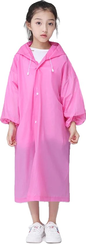 Kinder Regenjas - Roze | EVA Capuchon Poncho | Lichtgewicht / Waterdicht | Fashion Favorite