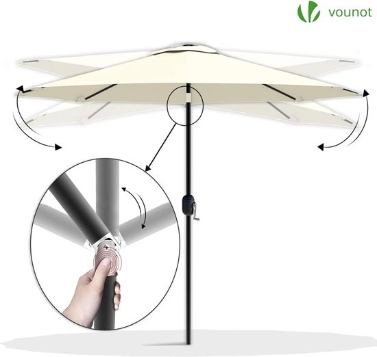 Tuin Halve Parasol Balkon Buiten Parasol Marktparasol met Kantel 6 Stalen Ribben Rechthoekige Zonnescherm Parasol - 200x100cm - 4 Kleuren (Color : Beige