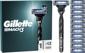 Bol.com Gillette Mach3 - 1 Scheermes Voor Mannen - 12 Scheermesjes - Brievenbusverpakking aanbieding