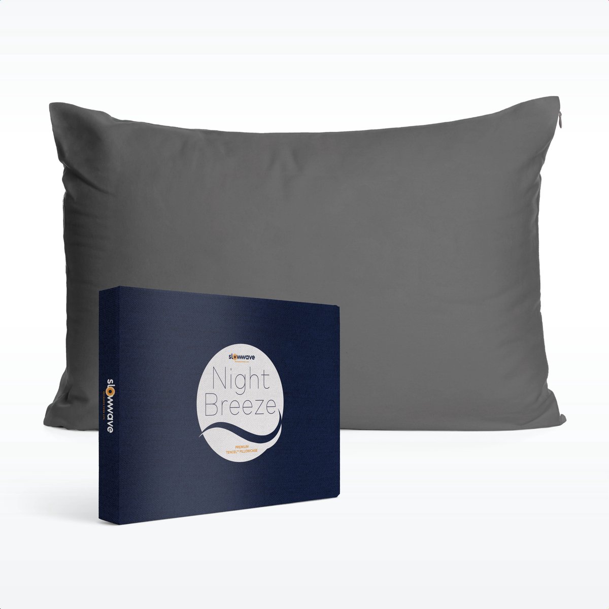 Slowwave NightBreeze kussensloop - 100% TENCEL™ lyocell - Zacht en comfortabel - Beschermt de gezichtshuid - Vochtregulerend - Hypoallergeen en antibacterieel - Kleur: Grey Elegance - Formaat: 60 x 70 cm