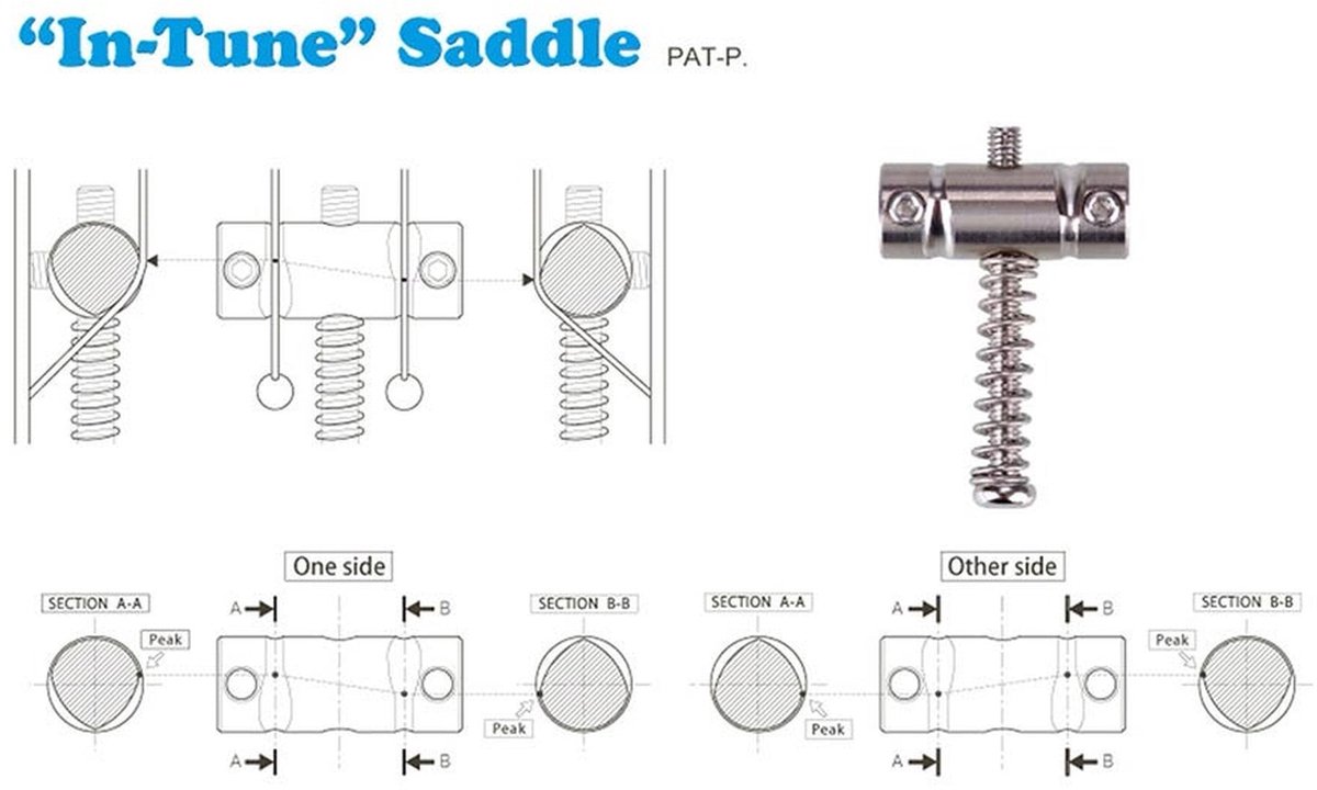 set Bridge Saddles for TE guitar, solid brass, compensated, set of 3 pieces