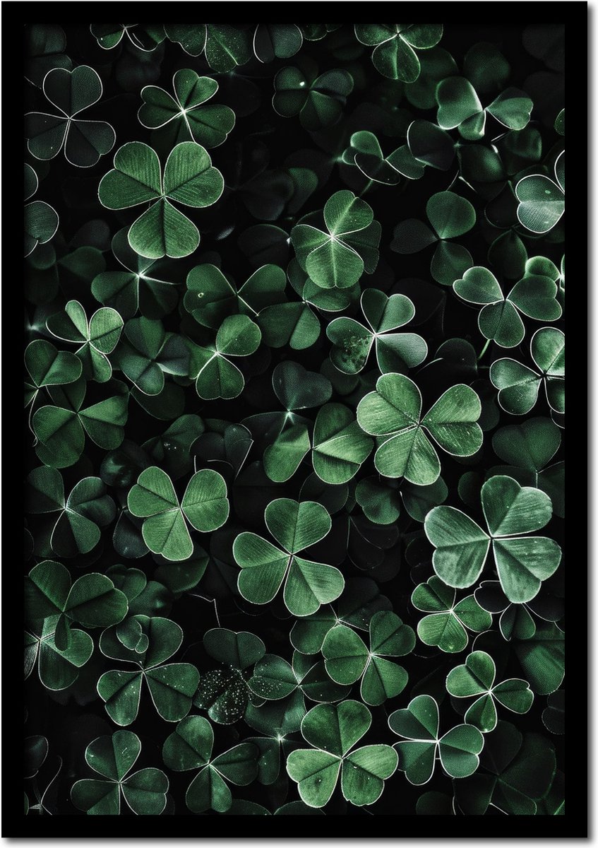 Plakkers Poster klavertjes - 21cm x 30cm a4 - vintage - woonkamer - slaapkamer - bloemen posters - goedkoop - muurposter - natuur - wanddecoratie Full-colour