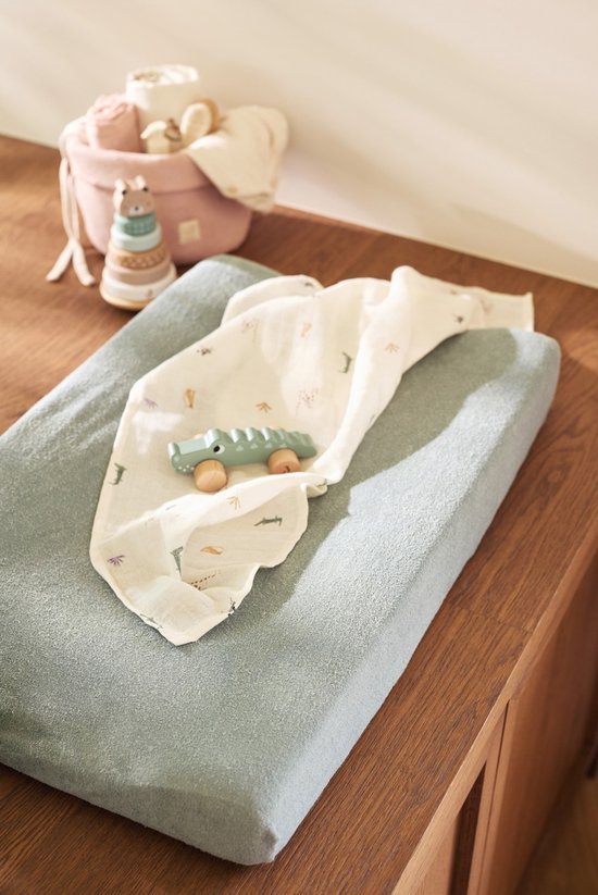 Jollein - Aankleedkussenhoes Badstof 50x70cm - Zachte Hoes Baby Aankleedkussen - Sea Green — afbeelding 4