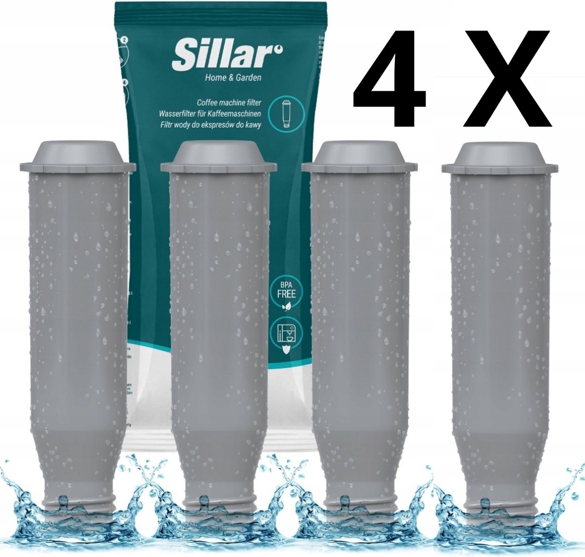 4 stuks waterfilter voor KRUPS, Melitta, Nivona koffiemachines - vervanging