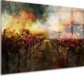 Wijngaard schilderij - Landschap schilderij - Glasschilderij Zonsondergang - Wanddecoratie modern - Acrylglas schilderijen - Slaapkamer accessoires acrylglas 150x100 cm