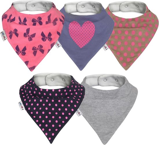Susurration Driehoekige Baby Slabbetje Mousseline Halsdoek, Verstelbaar 6 Stuk, Roze Paars