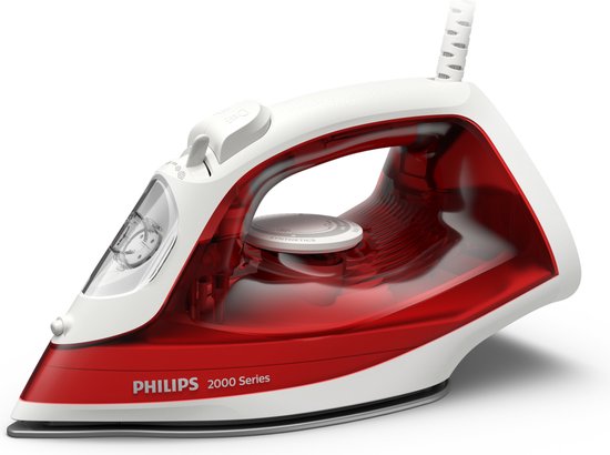 Philips 2000 series DST2010/40 strijkijzer Stoomstrijkijzer Antikleefstrijkzool Rood, Wit