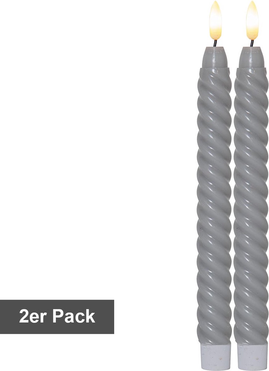 Led kaars Grey wax swirl antique 2pack 25cm met timer