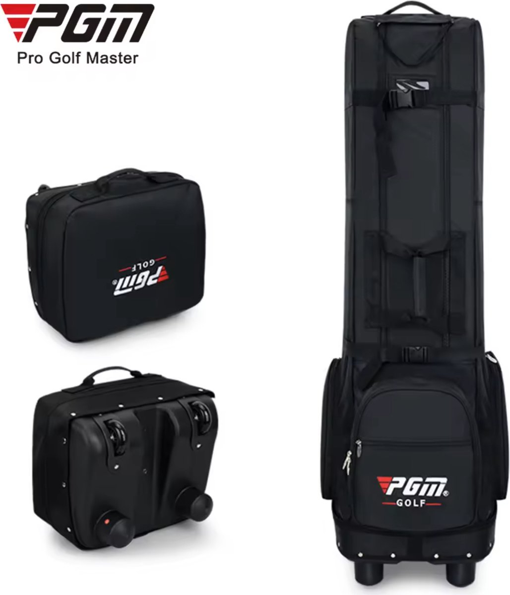 PGM Golf Reistas - Golfreistas - Opvouwbare Verrijdbare Reiskoffer met Hardcase Onderkant - Zwart
