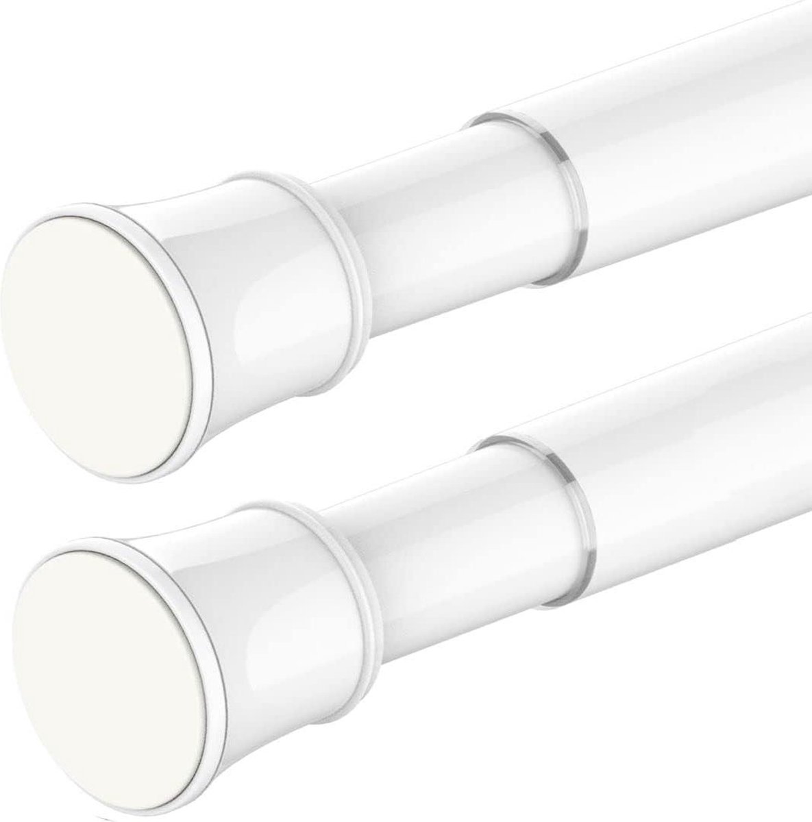Uitschuifbare gordijnroedes - Telescopisch en verstelbaar - Set van 2 - Voor kledingkast douche slaapkamer deuropening - Wit - 705-120 cm