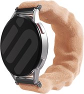 Strap-it Scrunchie bandje 20mm - geschikt voor Samsung Galaxy Watch Active / Active2 40 & 44mm / Galaxy Watch 1 42mm / Galaxy Watch 3 41mm / Gear Sport - beige-oranje
