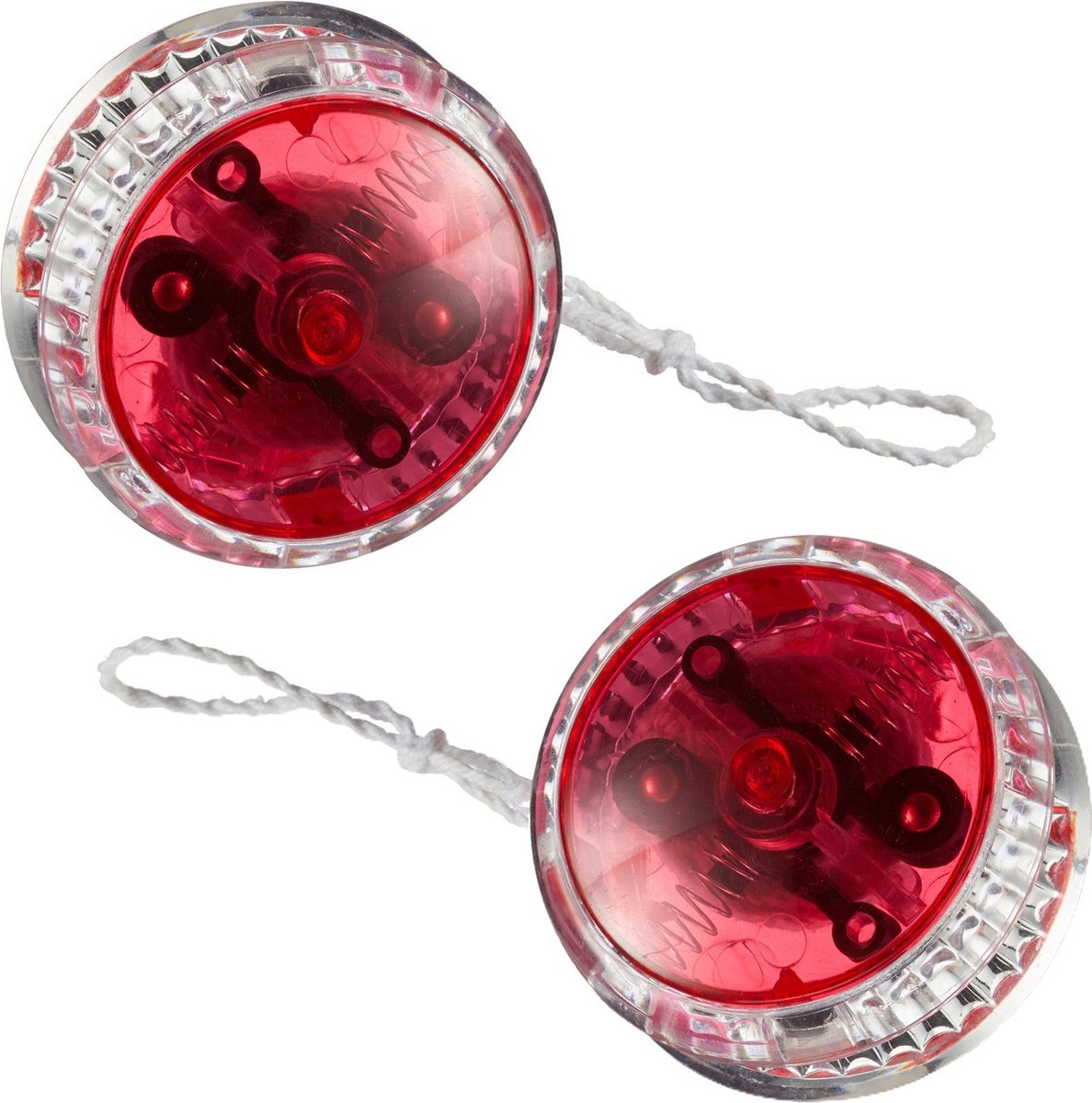 CEPEWA Speelgoed Jojo met LED licht 2x voor kinderen en volwassenen rood kunststof