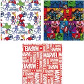 Marvel Cadeaupapier - 6x - verjaardag - 200x70cm - inpakpapier - 3 soorten prints - papier