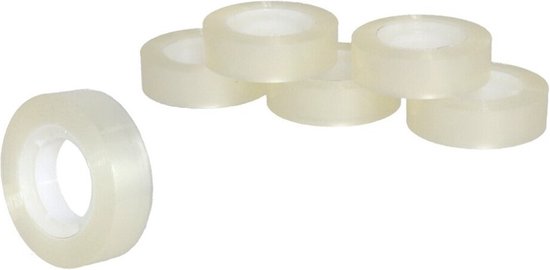 Plakband rolletjes - voor in plakbandhouder - 6x - transparant - 15mm x 30m - kantoor artikelen