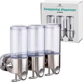 Bol.com RVS Zeepdispenser 3-Delig - Zilver / Zeeppomp / Zeeppompje / Badkamer Accessoires / Dispensers / Shampoo Dispenser / 3x ... aanbieding