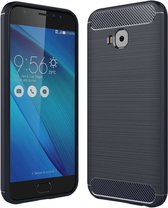 ebestStar - Hoes voor Asus Zenfone 4 Selfie Pro ZD552KL, TPU Bescherming Cover, Koolstof Design Hoesje, Donkerblauw