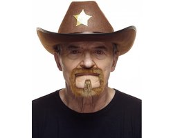 Partychimp Nep Snor met Baard Zelfklevend Plaksnor en Baard voor Carnaval Verkleedaccessoire - Bruin - Imitatiebont