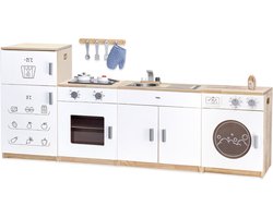 Vigatoys - Houten - Speelkeuken - Luxe - 4 delig - Wit (met wasmachine)