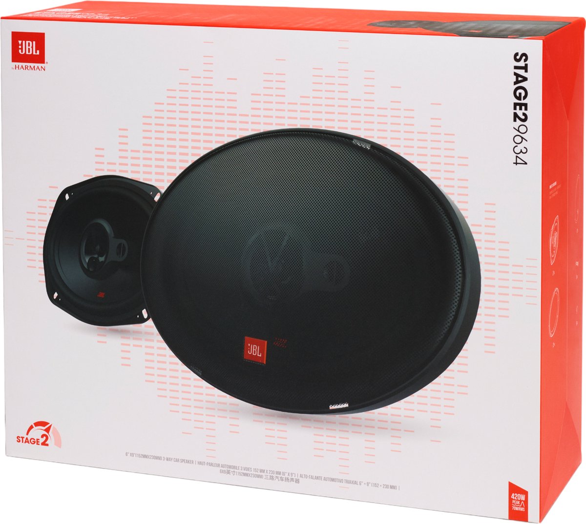 JBL Stage2 9634 - Autospeakers - 15,2 x 23 cm - 3-weg Coaxiaal - 420 Watt – foto 7