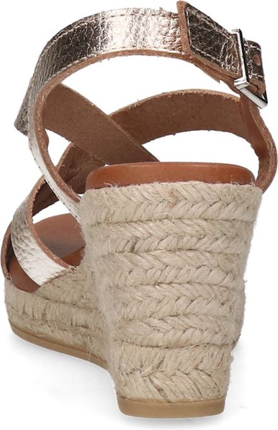 Manfield - Femme - Compensées en cuir métallisé doré - Taille 41