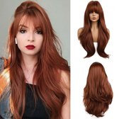Top Kwaliteit Damespruik – Pruiken Dames - Hair Wig – Lang – Rood Bruin