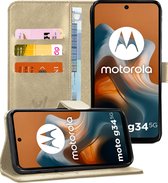 Hoesje geschikt voor Motorola Moto G34 - Portemonnee Book Case Goud