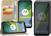 Hoesje geschikt voor Motorola Moto E13 - Privacy Screenprotector Volledig Dekkend Glas - Portemonnee Book Case Goud