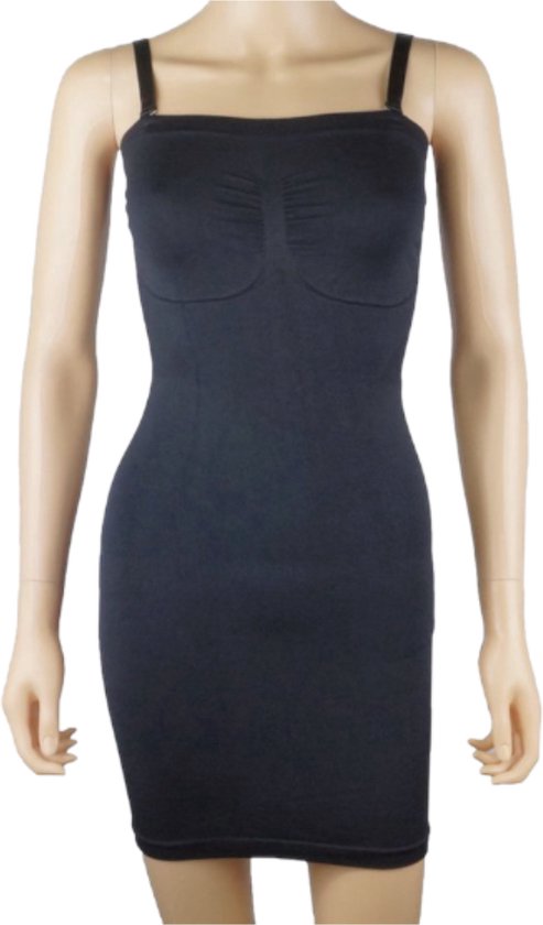 J&C Dames Sterk corrigerende jurk met verstelbare bandjes Zwart- maat L/XL