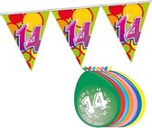 14 jaar feest versiering pakket vlaggenlijn en ballonnen set.