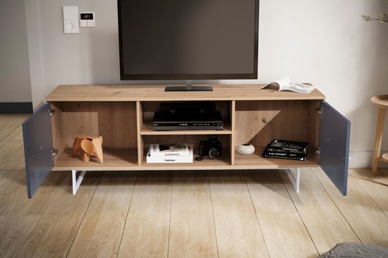 Rootz Lowboard 150 cm tv-meubel - entertainmentmeubel - mediaconsole - modern ontwerp - ruime opbergruimte - duurzame constructie - 150 cm x 40 cm x 55 cm