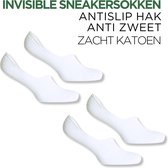 Norfolk Footies - Onzichtbare Sokken - 2 paar - Katoen Sneakersokken - No Show Sokken Heren Dames - Invisible Sneakersokken - Anti slip hak - Tokyo - Wit - 35-38