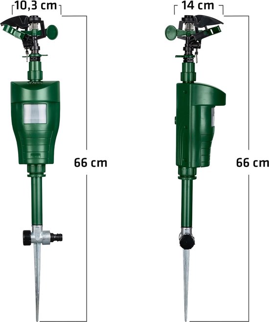Foto: Waterstraal afweermiddel voor dieren met bewegingsmelder bereik 10 m reiger en kat schrikken