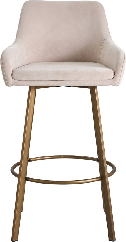 Colenis® - Tabouret de bar Barista - Chaise de bar - Set de 2 - Beige - Velours - Velours - Design - Industriel - Pieds Or Brossé - Tabourets de bar
