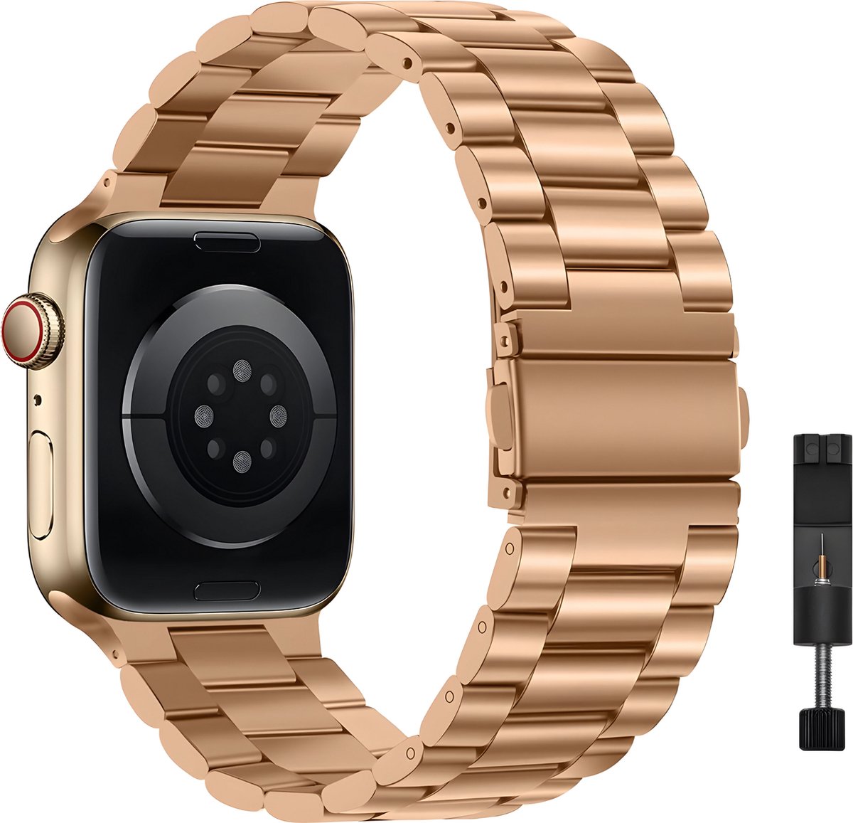 Innerlight® Metal - Rose Goud - 38/40/41mm - Metalen bandje geschikt voor Apple Watch - Stainless Steel Watch Band - Geschikt als Apple Watch bandje voor Series 1/2/3/4/5/6/7/8/9/10 42mm/11 42mm/SE