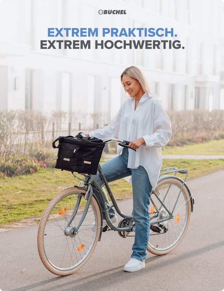 Fietsmand voor, boodschappentas, opvouwbaar, fietsmand voor aan de voorkant met express-houder voor snel aan- en afnemen, fietsmand voor, fietsmanden, fietsaccessoires