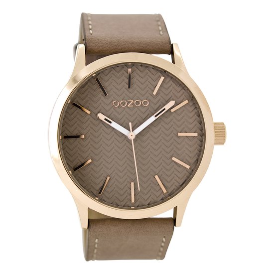 OOZOO Timepieces - Rosé goudkleurige horloge met oud roze leren band - C9016