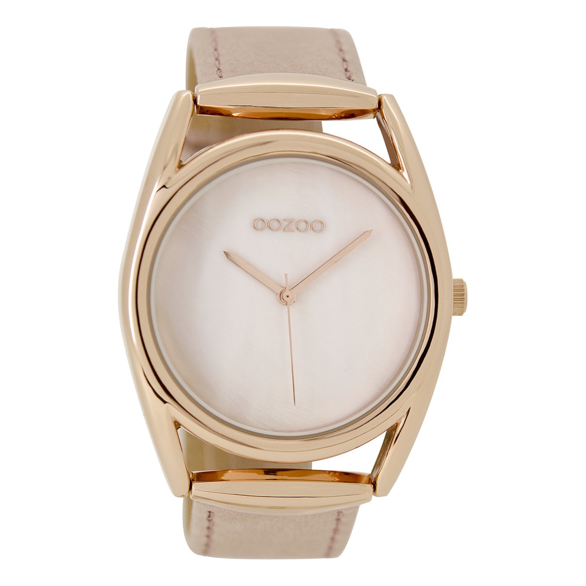 OOZOO Timepieces - Rosé goudkleurige horloge met poeder roze leren band - C9166