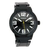OOZOO Timepieces - Zwarte horloge met zwarte kunststof horlogeband - C3684