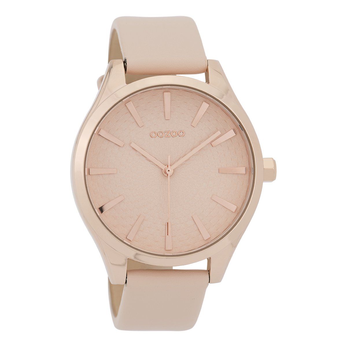 OOZOO Timepieces - Rosé goudkleurige horloge met poeder roze leren band - C9686