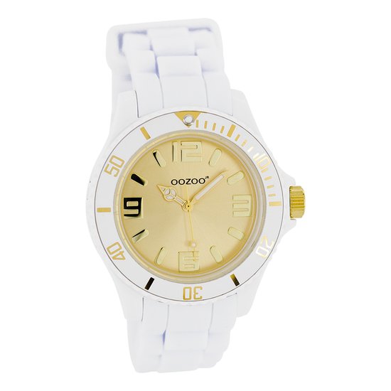 OOZOO Timepieces - Witte horloge met witte rubber band - JR257