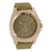 OOZOO Timepieces - Rosé goudkleurige horloge met beige leren band - C5336