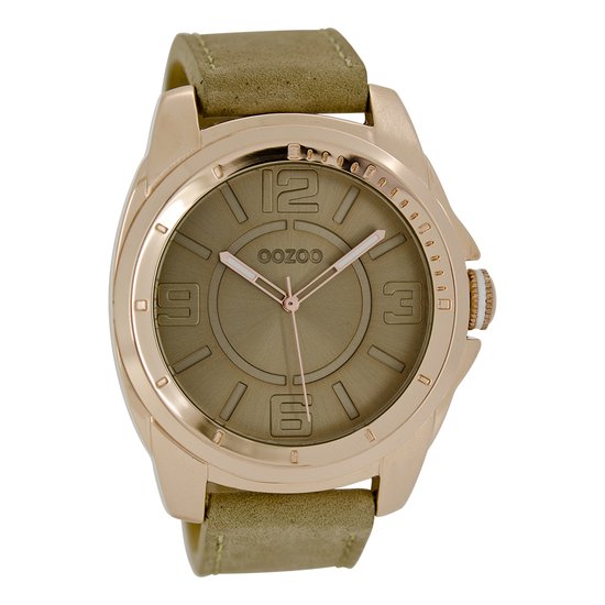 OOZOO Timepieces - Montre couleur or rose avec bracelet en cuir beige - C5336