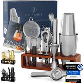 Boston Cocktail Set 825 ml Roestvrij Stalen Boston Cocktail Shaker - Gemakkelijk te Openen - Professionele Cocktailshakerset met Stand en Receptenboek bar set