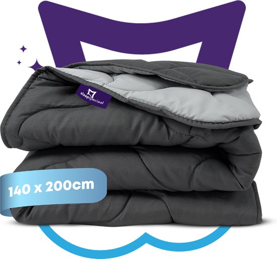 Couette été spécial sommeil - Série eazy duvet ® Anthracite/ Grijs - Dekbed sans housse | 140x200 cm - 30 jours de sommeil d'essai - Couette sans housse - Couette imprimée sans housse - Dekbed colorée - Couette colorée - Dekbed simple