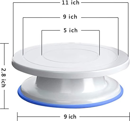 Foto: 28 cm roterende cake draaitafel met 2 stks icing soepeler met houten handvat en 3 stks side scraper voor gemakkelijk cake frosting decorating maken