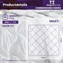 Wit tweepersoons zomerdekbed, 200x200 cm, 1.2 kg, met ruitvormige stiksels.