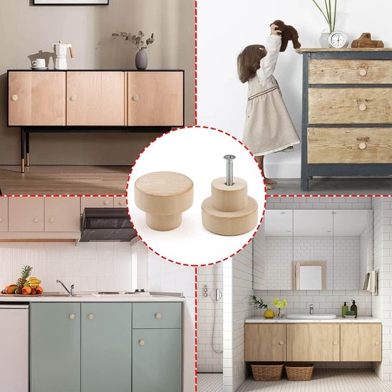 12 Stks Massief Natuurlijke Houten Dressoir Meubelknoppen Kledinghangers Handgrepen