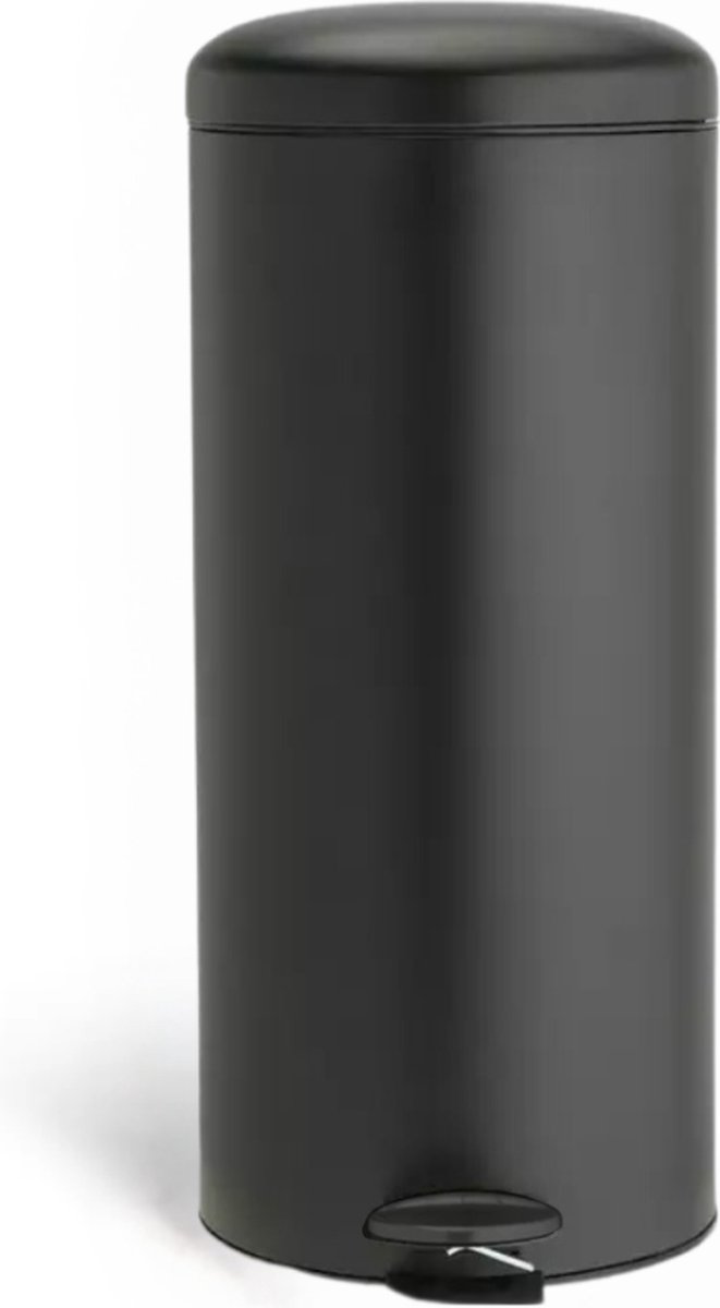 Buxibo Prullenbak 30 Liter - Vuilnisbak met Pedaal - Pedaalemmer/Afvalbak/Vuilnisbakbak - 1x30L - Rond - Zwart